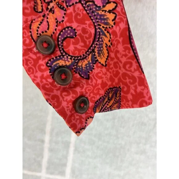 FREE PEOPLE I Got You Printed Floral Smocked Crop Top Red Long Sleeve XSmall - Picture 4 of 11